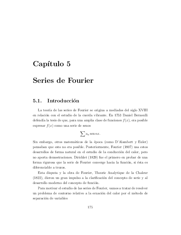 First page of “Capítulo 5 Series de Fourier”