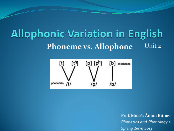 First page of “Allophonic Variation in English, Phoneme vs. Allophone”