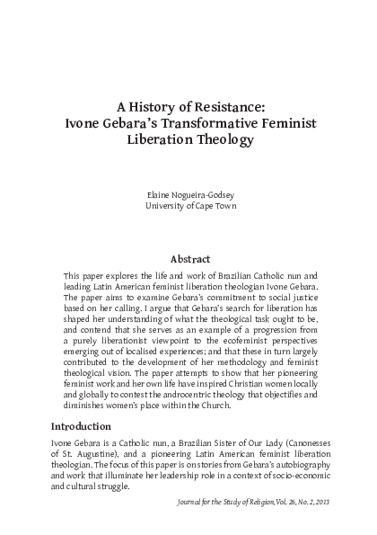 First page of “A History of Resistance: Ivone Gebara’s Transformative Feminist Liberation Theology”