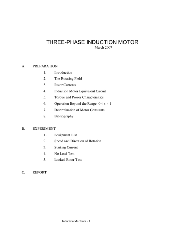 First page of “Induction Machines -1 THREE-PHASE INDUCTION MOTOR”