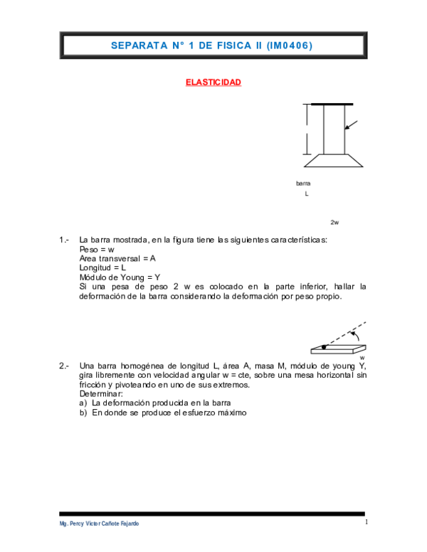 First page of “SEPARATA N° 1 DE FISICA II (IM0406”