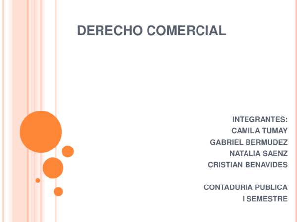 First page of “DERECHO COMERCIAL”