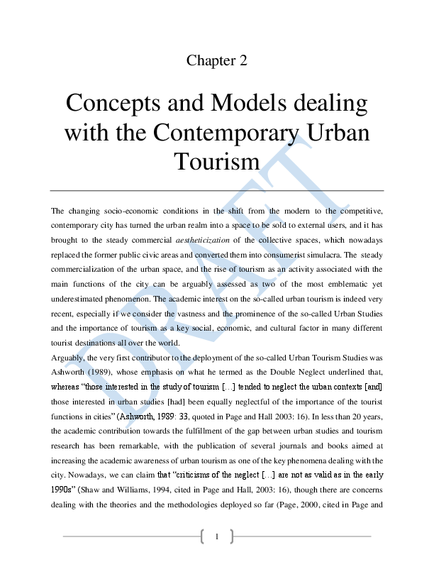 First page of “Concepts and Models for Contemporary Urban Tourism”