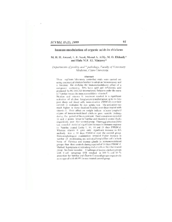 First page of “ Immunomodulation of organic acids in chickens”