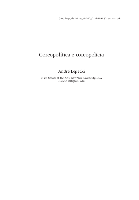 First page of “Coreopolitica e Coreopolícia ”