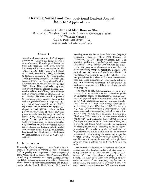 First page of “Deriving Verbal and Compositional Lexical Aspect for NLP Applications”