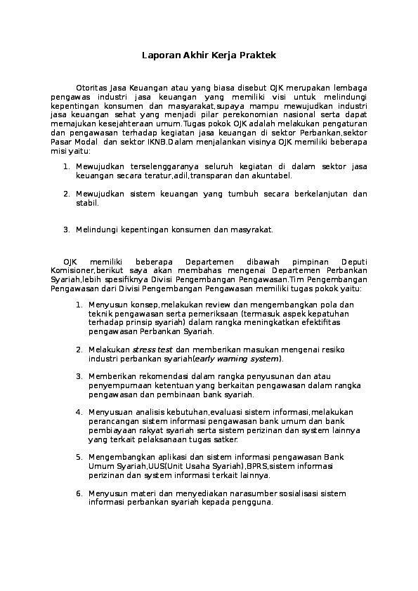 First page of “Laporan Akhir Kerja Praktek”