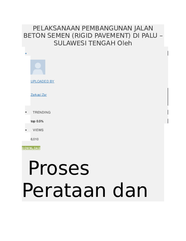 First page of “PELAKSANAAN PEMBANGUNAN JALAN BETON SEMEN”