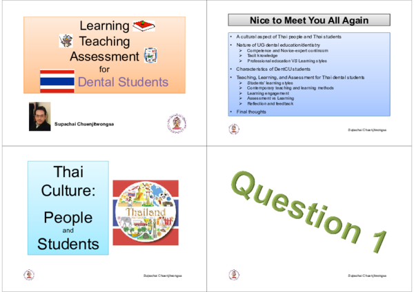 First page of “Learning, Teaching, and Assessment for (Thai) Dental Students”