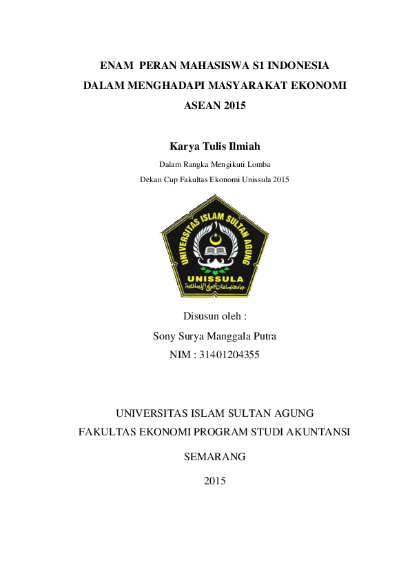 First page of “6 Peran Mahasiswa S1 Dalam Menghadapi MEA”