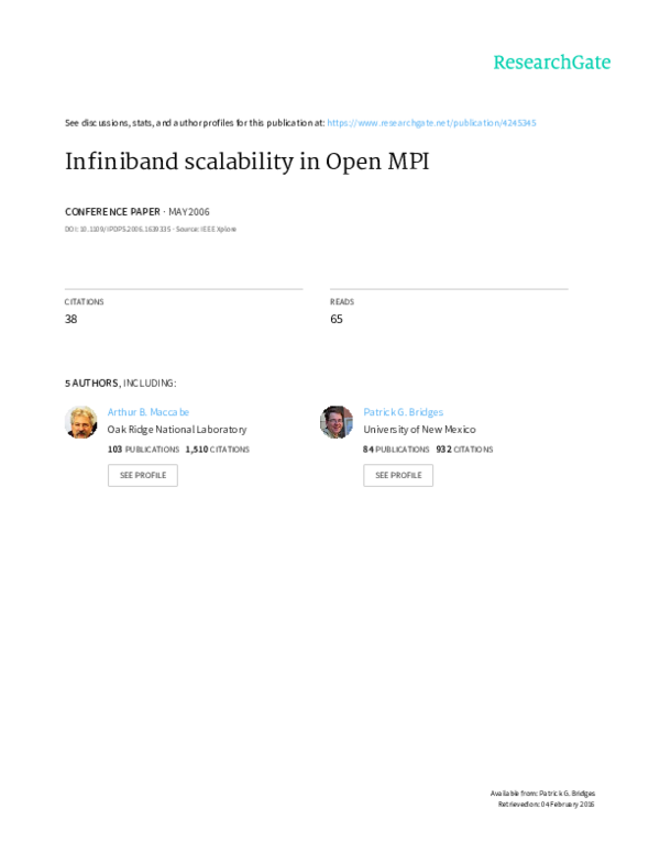 First page of “Infiniband scalability in Open MPI”