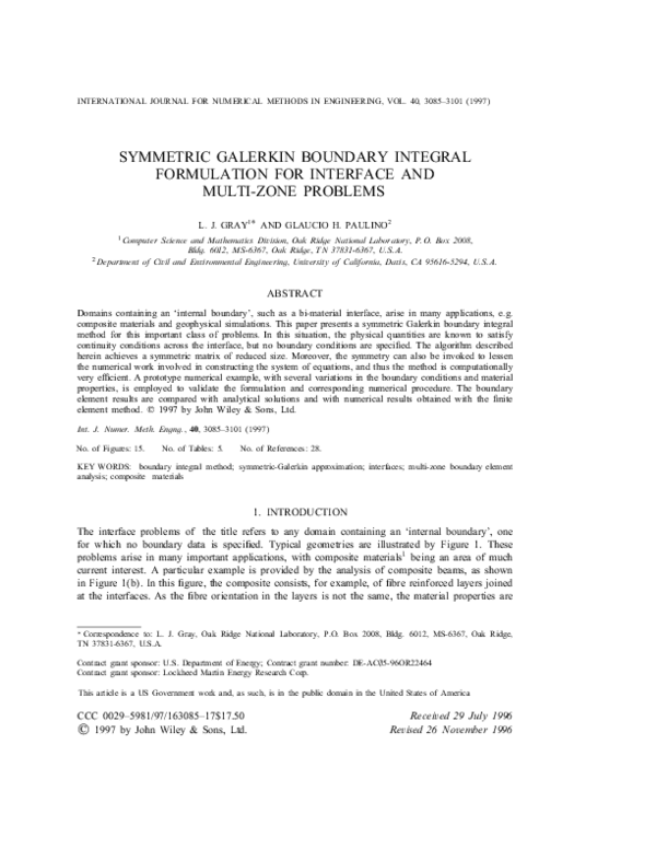 First page of “Symmetric Galerkin boundary integral formulation for interface and multi-zone problems”