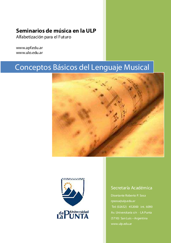 First page of “Conceptos Básicos del Lenguaje Musical”