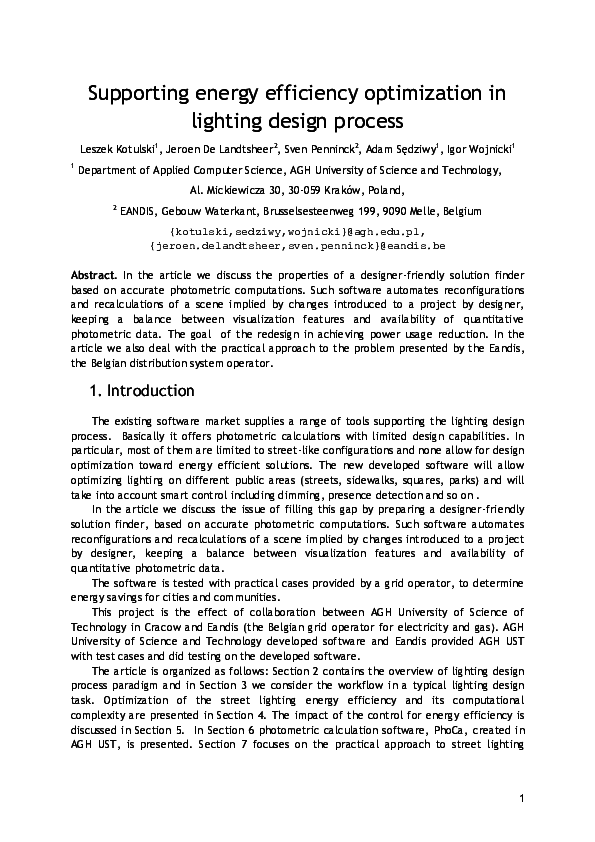 First page of “Supporting energy efficiency optimization in lighting design process”