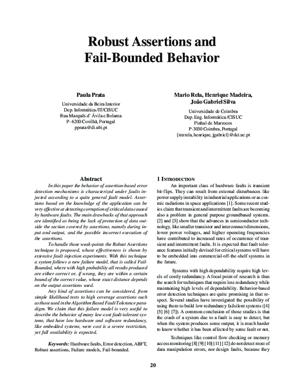 First page of “Robust assertions and fail-bounded behavior”