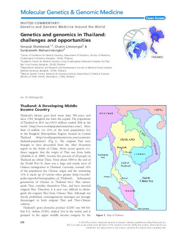 First page of “Genetics and genomics in Thailand: challenges and opportunities”