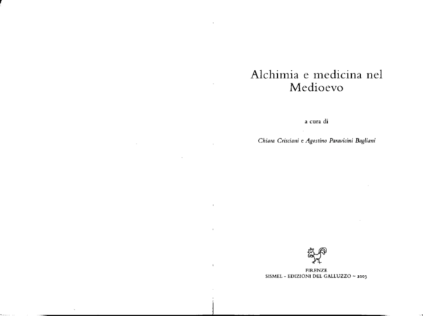 First page of “Alchimia e medicina nel Medioevo”