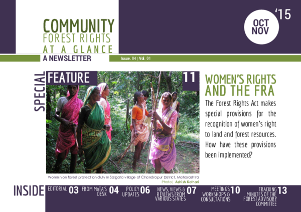 First page of “Community Forest Rights at a glance: Newsletter (Oct-Nov 2015)”