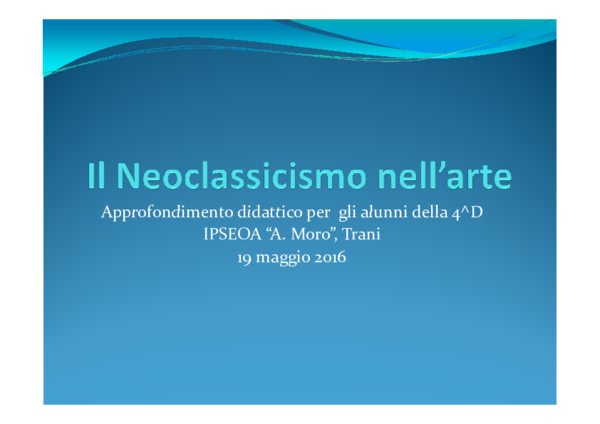 First page of “Il Neoclassicismo nell'arte”