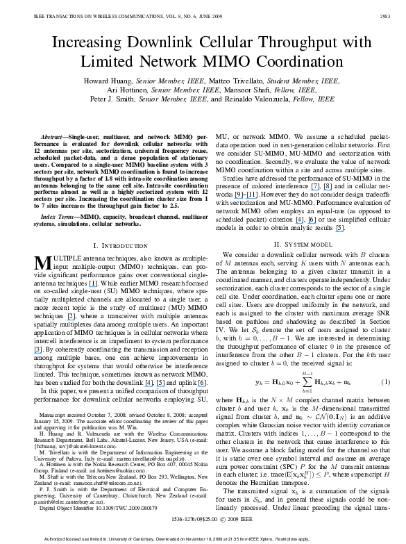 First page of “Increasing downlink cellular throughput with limited network MIMO coordination”