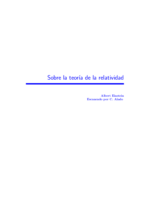 First page of “Sobre la teoría de la relatividad”