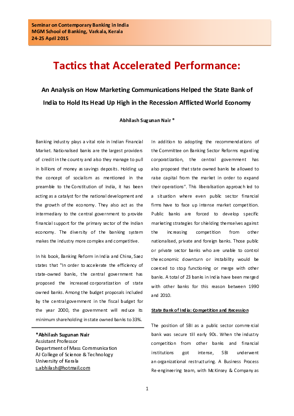 First page of “Tactics that Accelerated Performance”