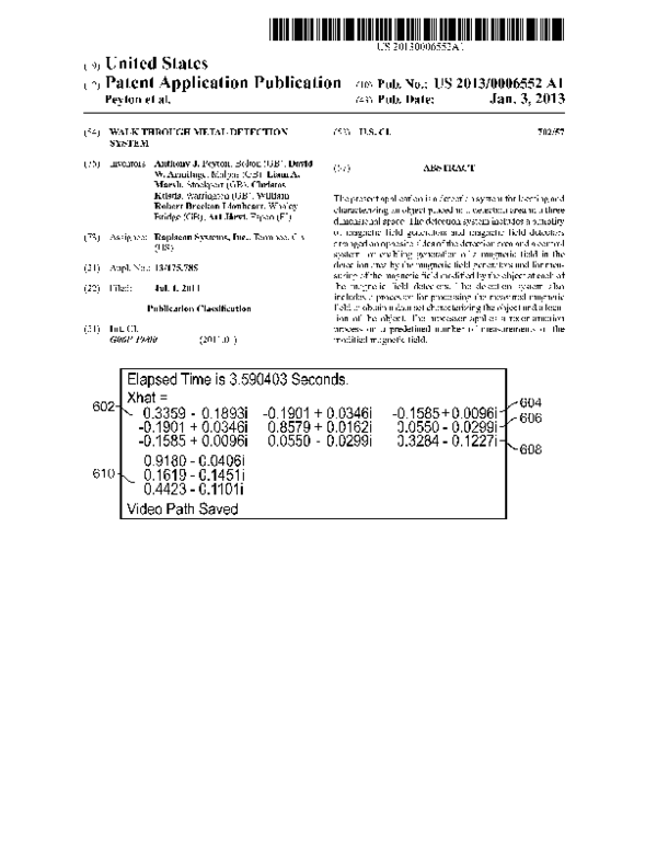 First page of “Walk-Through Metal Detection System”