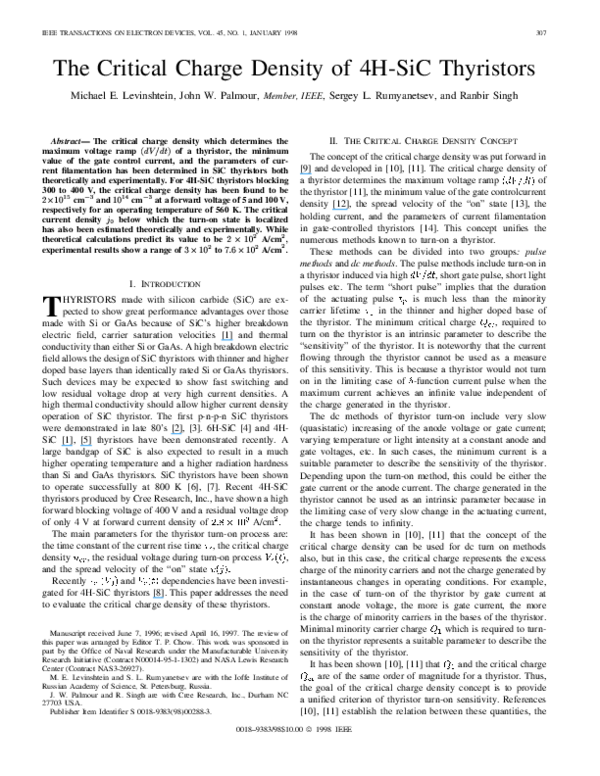 First page of “The critical charge density of 4H-SiC thyristors”