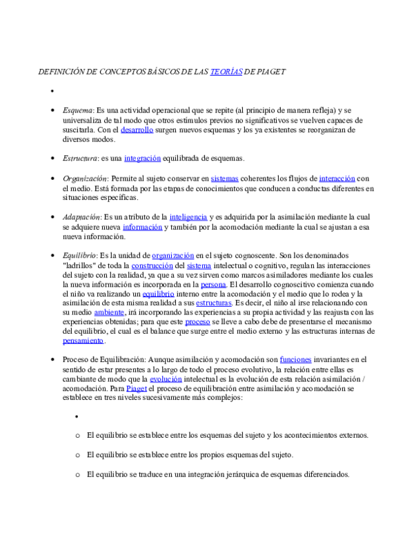 First page of “DEFINICIÓN DE CONCEPTOS BÁSICOS DE LAS TEORÍAS DE PIAGET”