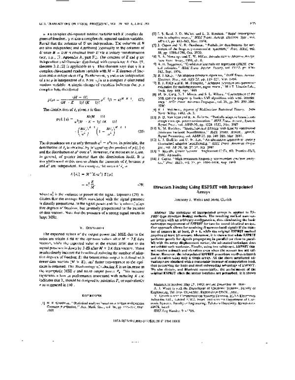 First page of “Direction finding using ESPRIT with interpolated arrays”