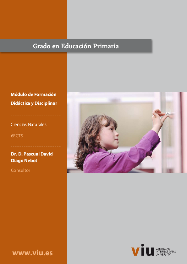 First page of “Ciencias Naturales para Grado en Educación Primaria”