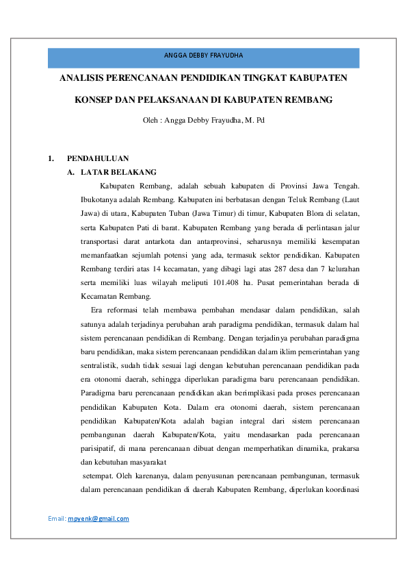 First page of “ANALISIS PERENCANAAN PENDIDIKAN TINGKAT KABUPATEN KONSEP DAN PELAKSANAAN DI KABUPATEN REMBANG”