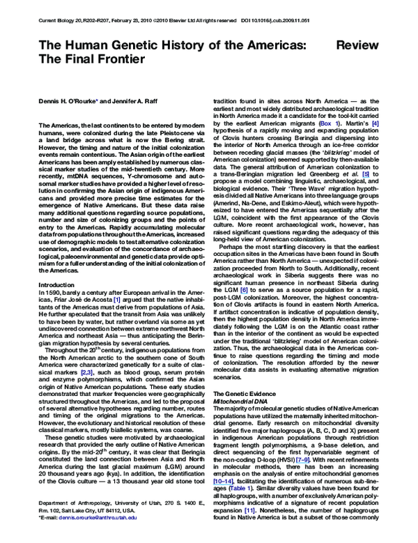 First page of “The Human Genetic History of the Americas: The Final Frontier”