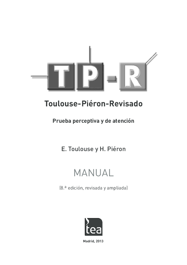 First page of “Toulouse-Piéron-Revisado Prueba perceptiva y de atención”