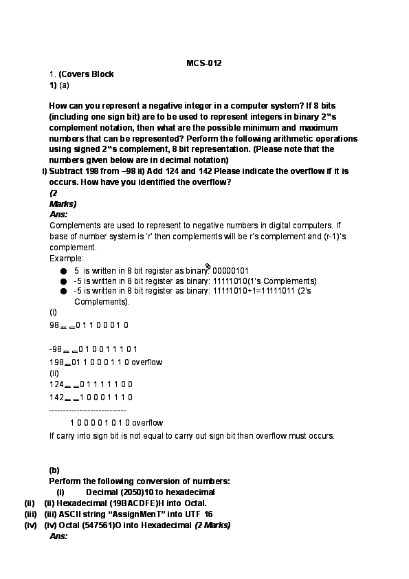 First page of “Mcs 012 IgnouAssignmentGuru final”