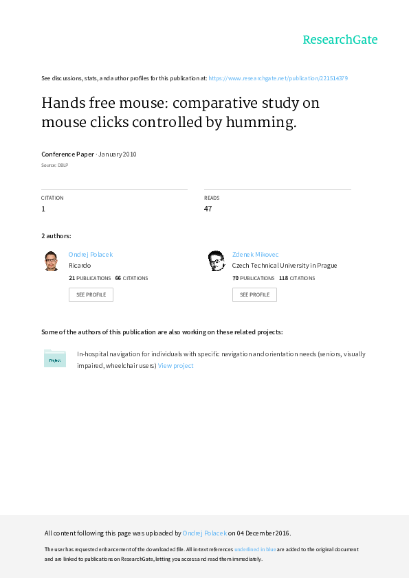 First page of “Hands free mouse: comparative study on mouse clicks controlled by humming”
