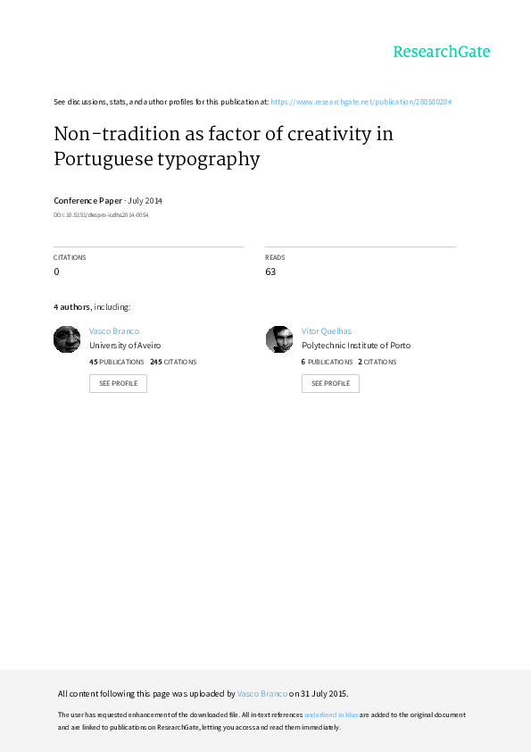 First page of “Non-tradition as factor of creativity in Portuguese typography”