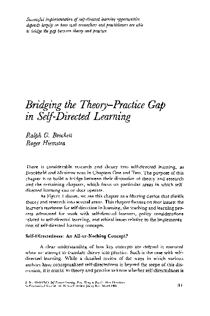 First page of “Bridging the theory–practice gap in self-directed learning”