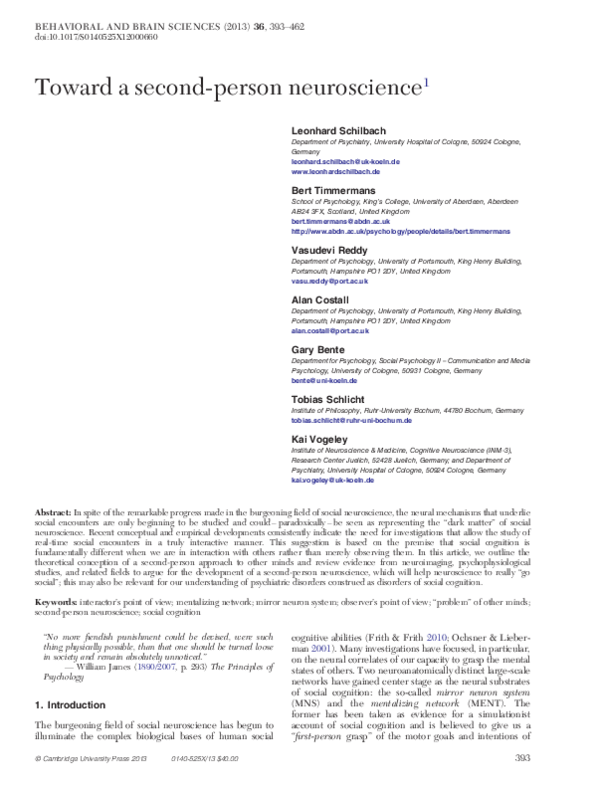 First page of “A second-person neuroscience in interaction”