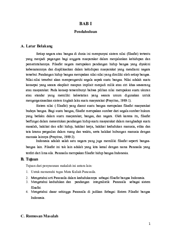 First page of “Pancasila Sebagai Sistem Filsafat Indonesia”