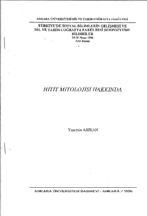 First page of “Hitit Mitolojisi Hakkında”