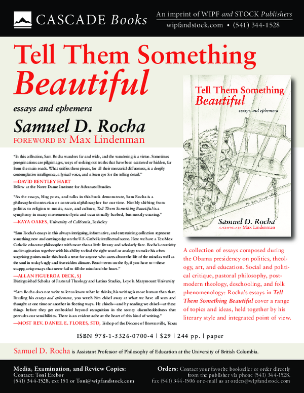 First page of “Tell Them Something Beautiful: Essays and Ephemera”