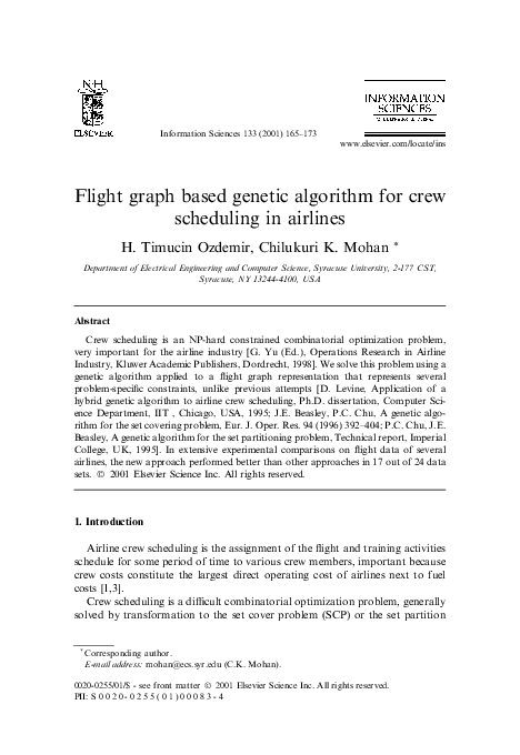 First page of “Flight graph based genetic algorithm for crew scheduling in airlines”