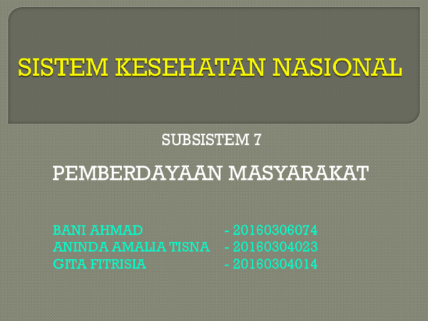 First page of “SISTEM KESEHATAN NASIONAL”