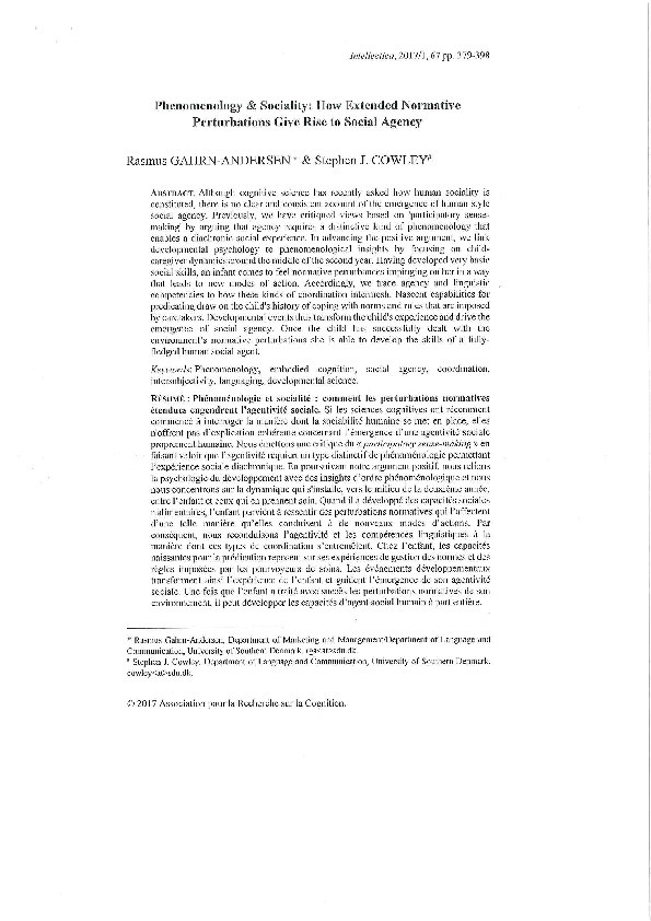 First page of “Phenomenology and sociality”