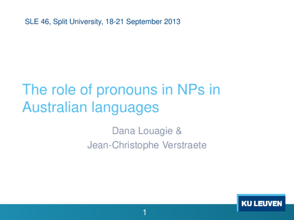 First page of “The role of pronouns in NPs in Australian languages”