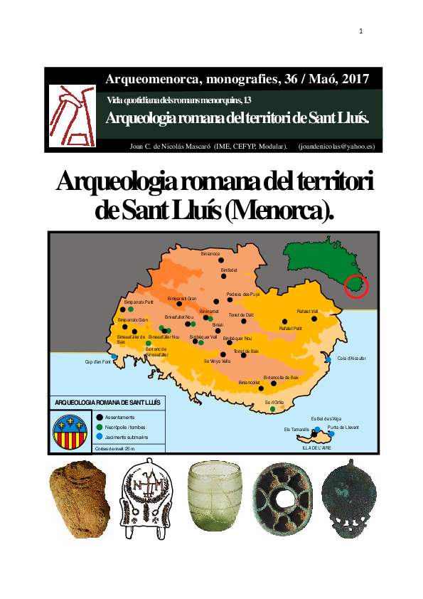 First page of “Arqueologia romana del territori de Sant Lluís (Menorca)”