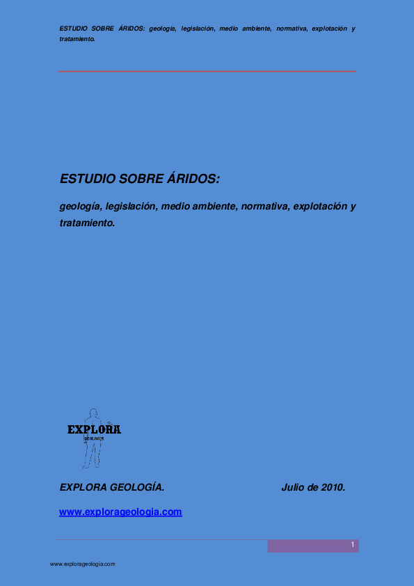 First page of “ESTUDIO SOBRE ÁRIDOS”