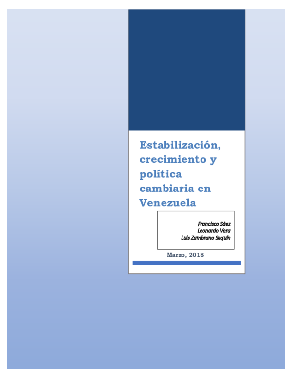 First page of “Estabilización, crecimiento y política cambiaria en Venezuela”