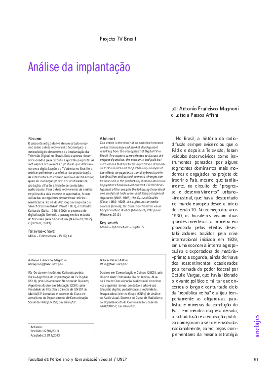 First page of “Projeto TV Brasil analise da implantação.pdf”